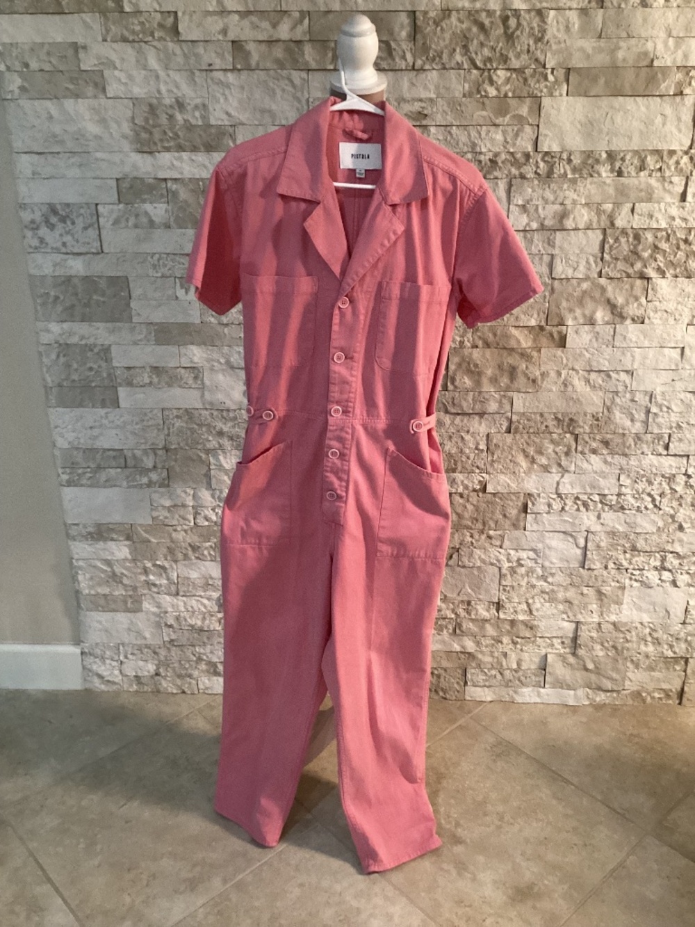 Pistola Denim Grover Jumpsuit in Washed Pink - Size Medium